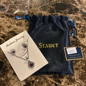 Stauer Red Clover Necklace and Earrings